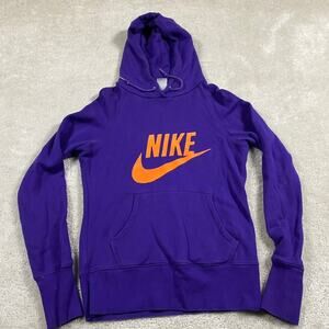 Y2K Nike Hoodie Womens M Purple Workout Sporty Running Textured Logo School